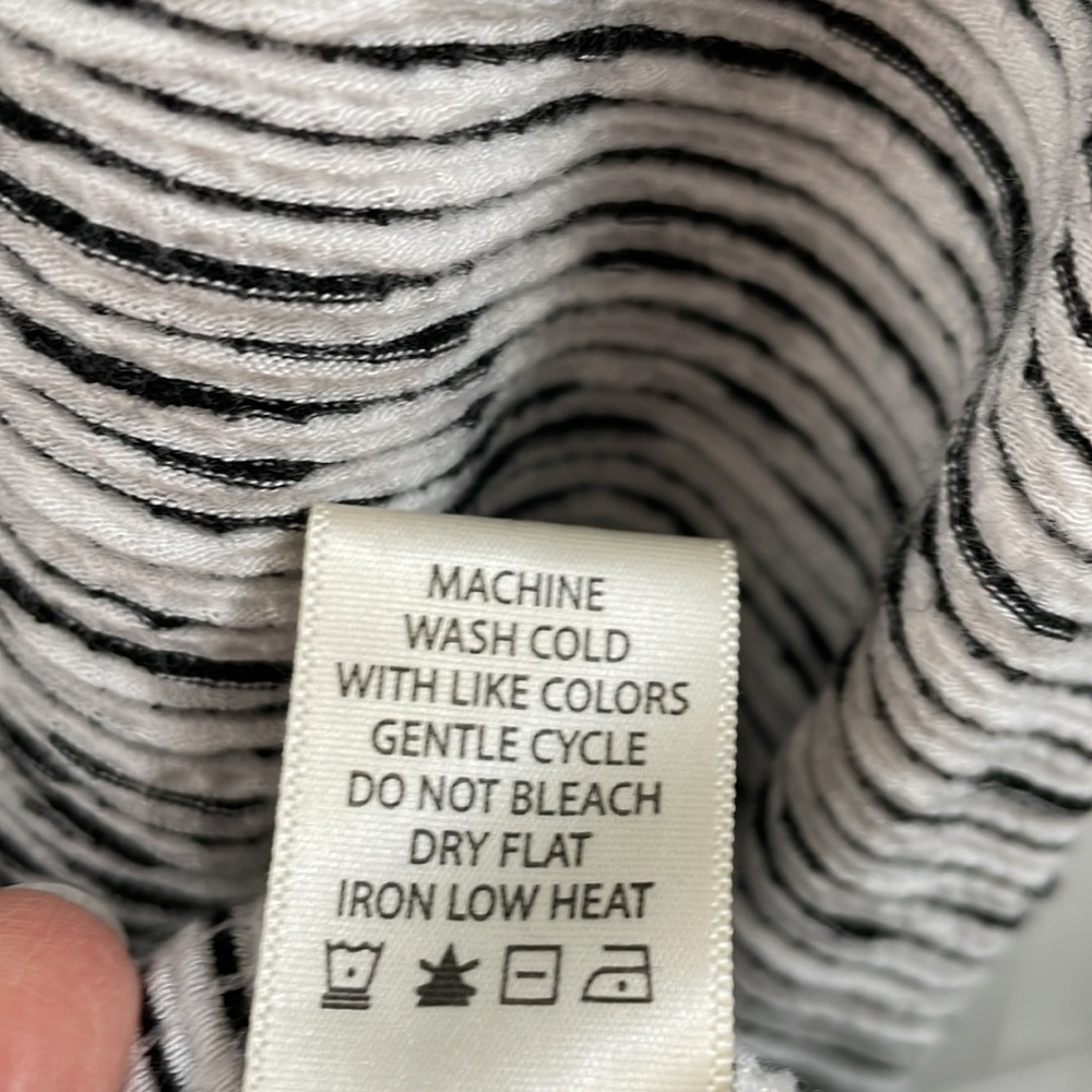 Max Studio Black/White Stripe Textured Twist Knot Hi Lo Dress L EUC - Picture 13 of 14